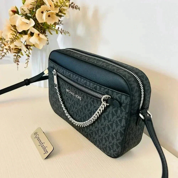 Michael kors purse Jet Set Large East/West Chain crossbody bag black signature - Picture 4 of 8